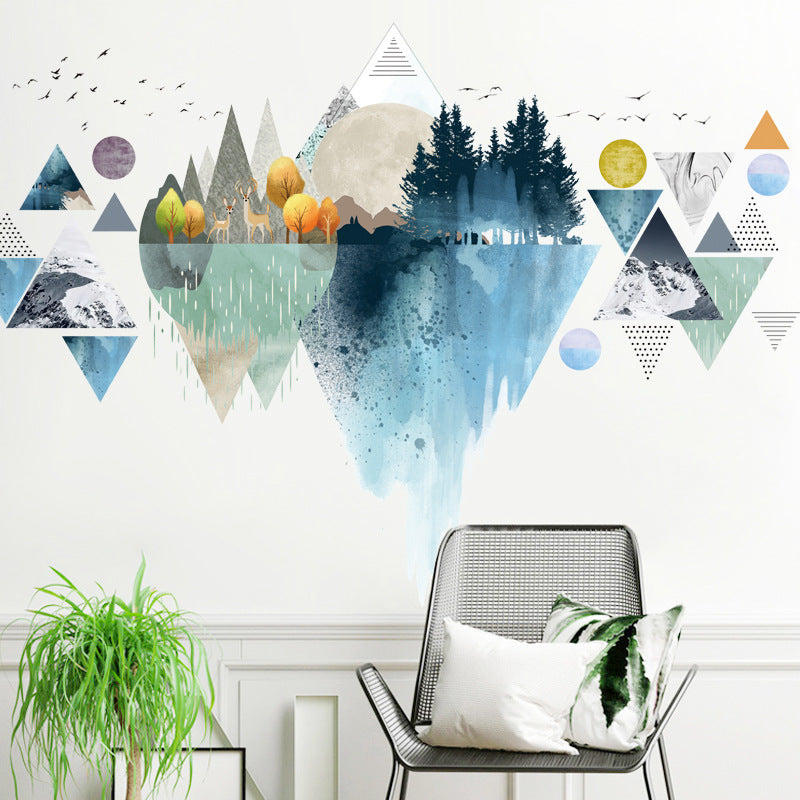 Nordic ins style Triangle Dreamy Mountain Wall Stickers Living room Bedroom Vinyl Wall Decals Creative Home Decor