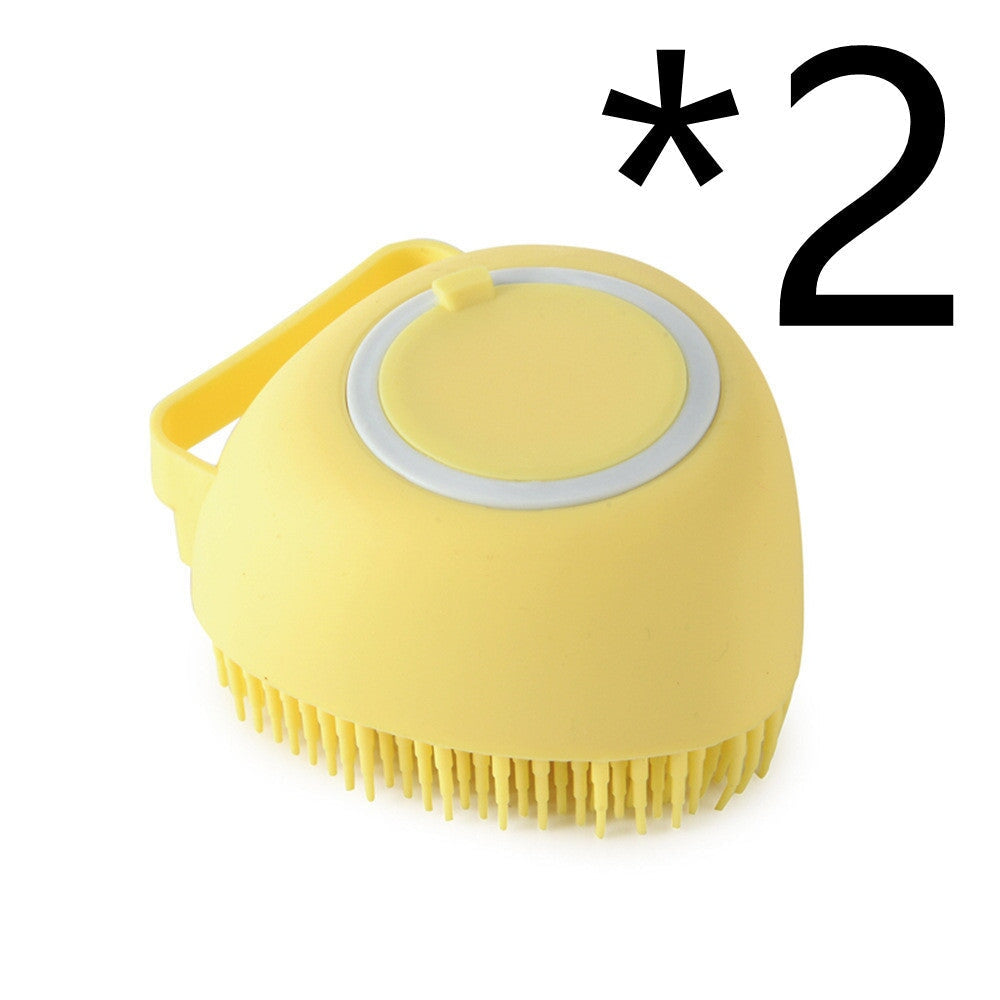 Silicone Dog Bath Massage Gloves Brush Pet Cat Bathroom Cleaning Tool Comb Brush For Dog Can Pour Shampoo Dog Grooming Supplies Pets See Glide Yellow 2PC Heartshaped 