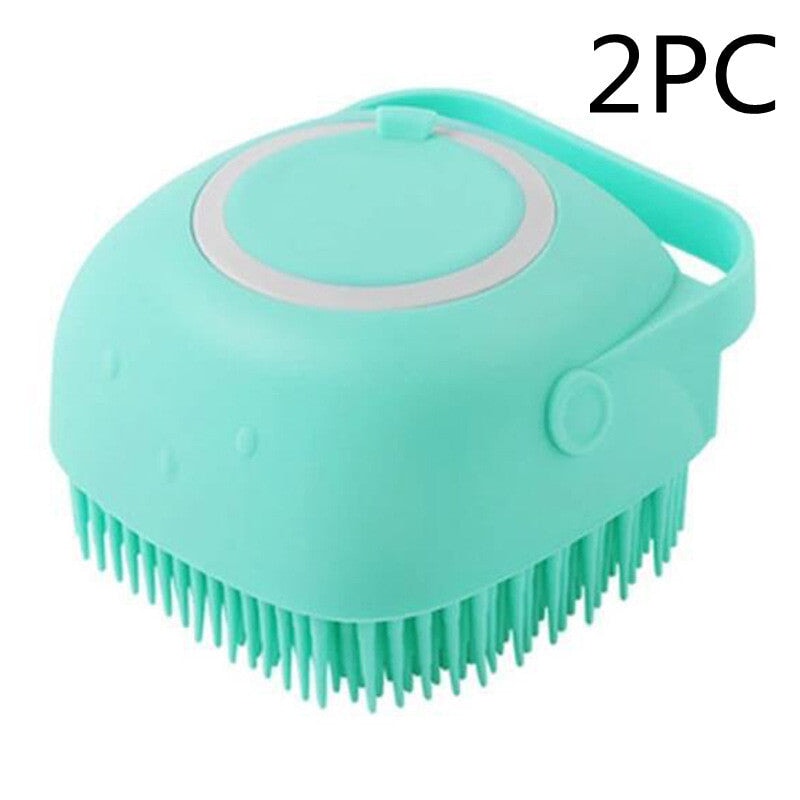 Silicone Dog Bath Massage Gloves Brush Pet Cat Bathroom Cleaning Tool Comb Brush For Dog Can Pour Shampoo Dog Grooming Supplies Pets See Glide 