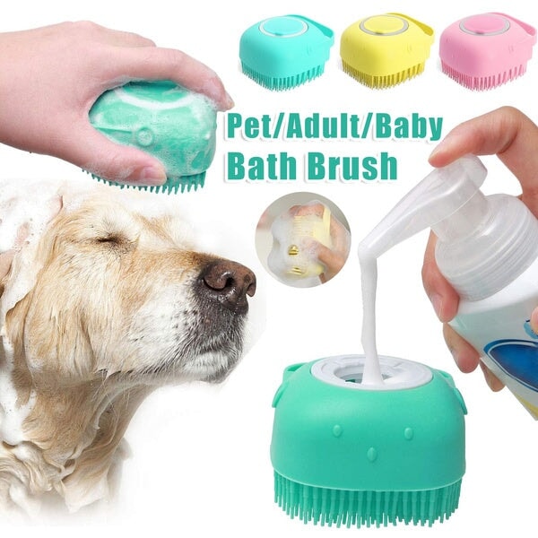 Silicone Dog Bath Massage Gloves Brush Pet Cat Bathroom Cleaning Tool Comb Brush For Dog Can Pour Shampoo Dog Grooming Supplies Pets See Glide 