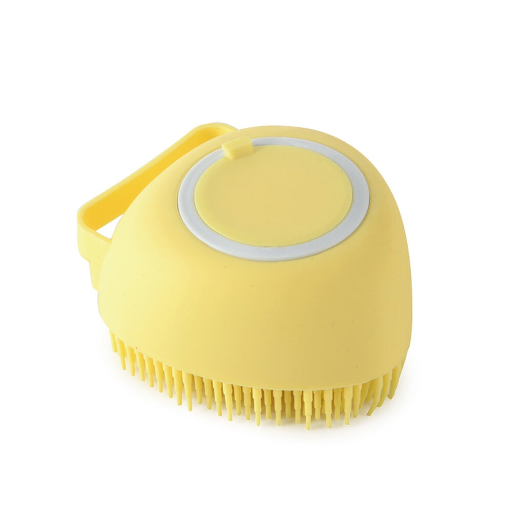 Silicone Dog Bath Massage Gloves Brush Pet Cat Bathroom Cleaning Tool Comb Brush For Dog Can Pour Shampoo Dog Grooming Supplies Pets See Glide Yellow Heartshaped 