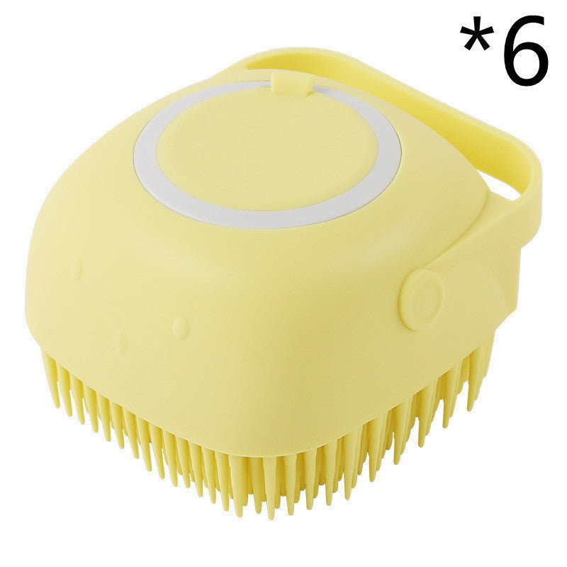 Silicone Dog Bath Massage Gloves Brush Pet Cat Bathroom Cleaning Tool Comb Brush For Dog Can Pour Shampoo Dog Grooming Supplies Pets See Glide Yellow 6pcs square 