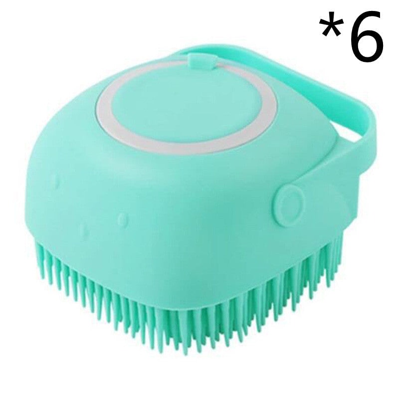 Silicone Dog Bath Massage Gloves Brush Pet Cat Bathroom Cleaning Tool Comb Brush For Dog Can Pour Shampoo Dog Grooming Supplies Pets See Glide Green 6pcs square 