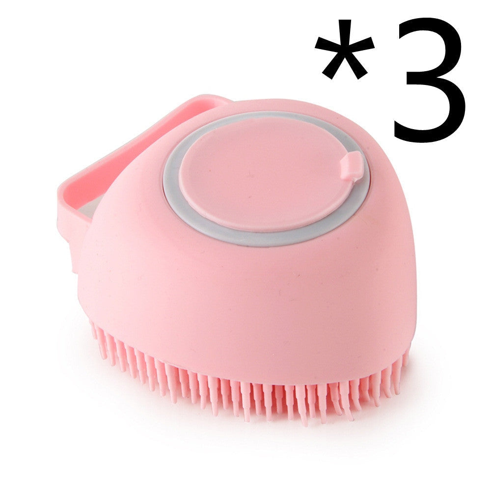 Silicone Dog Bath Massage Gloves Brush Pet Cat Bathroom Cleaning Tool Comb Brush For Dog Can Pour Shampoo Dog Grooming Supplies Pets See Glide Pink 3PC Heartshaped 